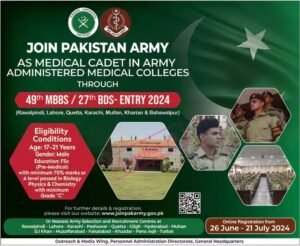 Join Pakistan army as medical cadet 2024 jobs 